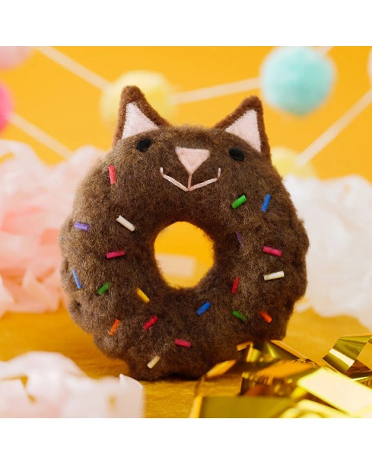 Donut Felt DIY Handmade Material Kit - Brown Colorful Candy Cat Shape 2 pack