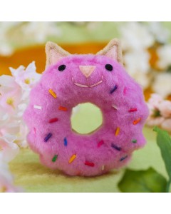 Donut Felt DIY Handmade Material Kit - Colorful Candy Pink Cat Shape 2 pack