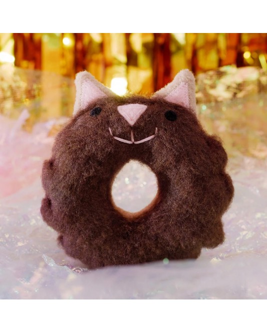 Donut Felt DIY Handmade Material Kit - Brown Candy Cat Shape 2  pack