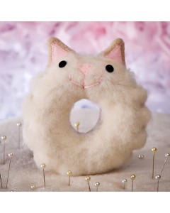 Donut Felt DIY Handmade Material Kit - Cream Cat Shape 2 pack