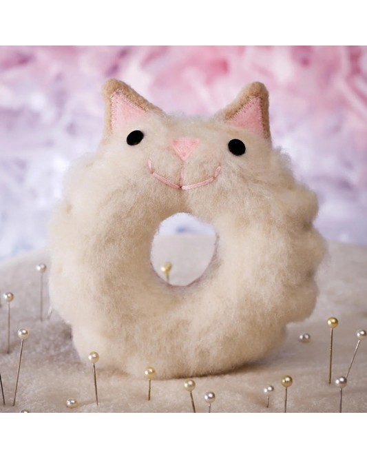 Donut Felt DIY Handmade Material Kit - Cream Cat Shape 2 pack