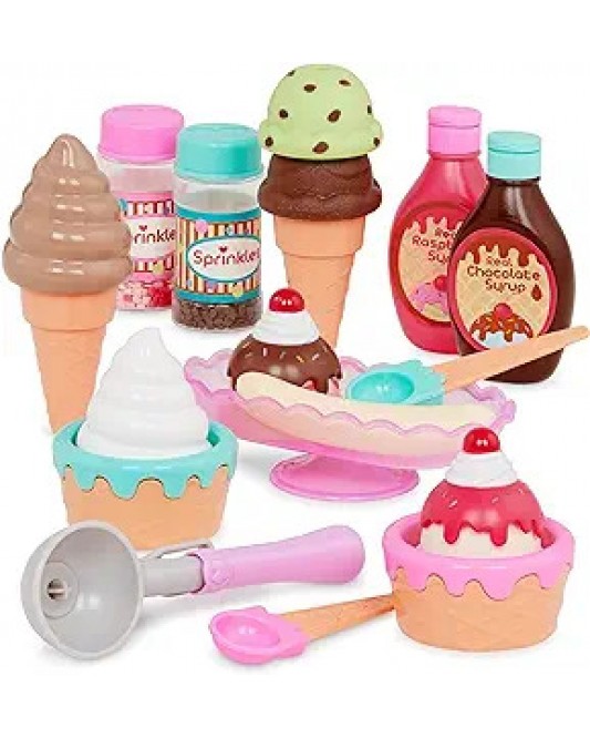 Kids Pretend Ice Cream Maker Playset, Plastic Toy Food