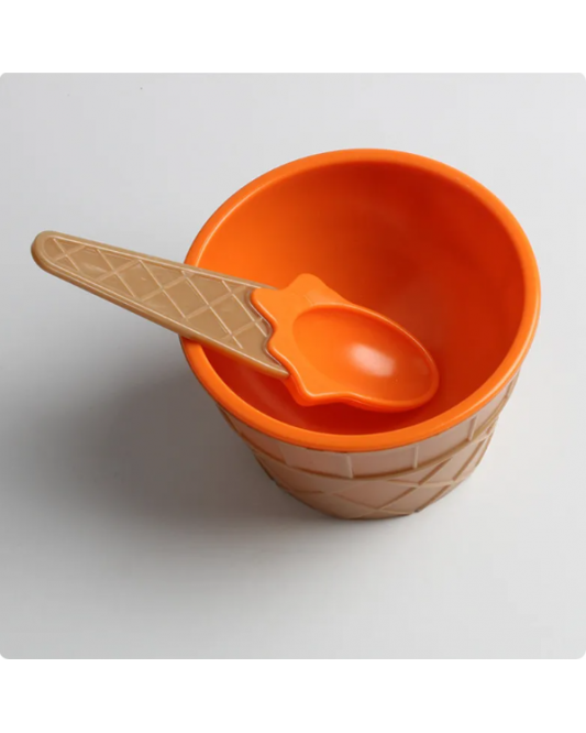 Set Ice Cream Bowl Spoon Clear/Fluffy Slime Box Popular Kids Food Play Toys ForChildren Charms Clay DIY Kit Accessories-orange