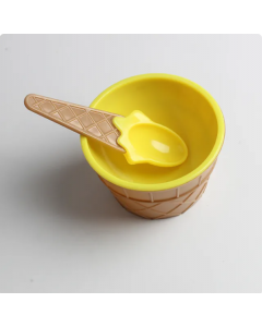 Set Ice Cream Bowl Spoon Clear/Fluffy Slime Box Popular Kids Food Play Toys For Children Charms Clay DIY Kit Accessories-yellow(50pcs)