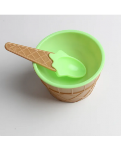 Set Ice Cream Bowl Spoon Clear/Fluffy Slime Box Popular Kids Food Play Toys ForChildren Charms Clay DIY Kit Accessories-green