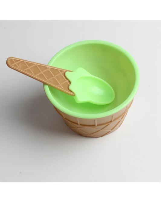 Set Ice Cream Bowl Spoon Clear/Fluffy Slime Box Popular Kids Food Play Toys ForChildren Charms Clay DIY Kit Accessories-green