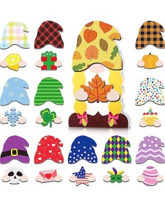 60pc DIY Wooden Interchangeable Gnome Signs Wood Seasonal Craft for DIY