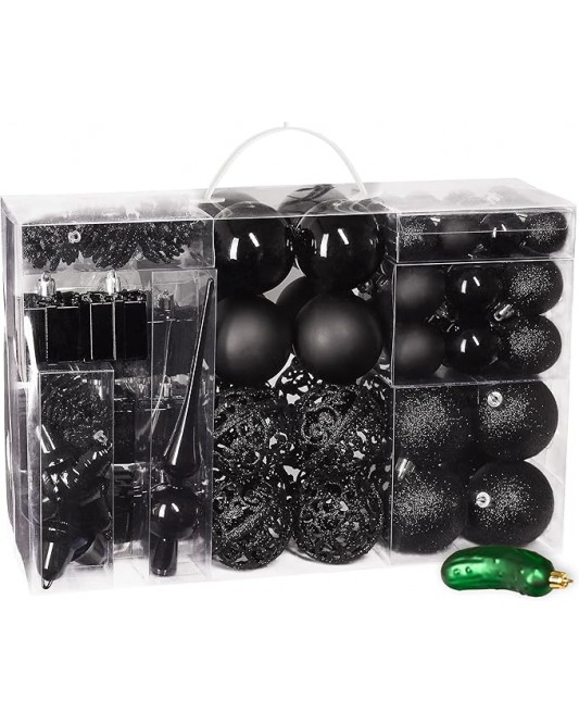 Assorted Christmas Ball Ornaments - Black (100 Packs)