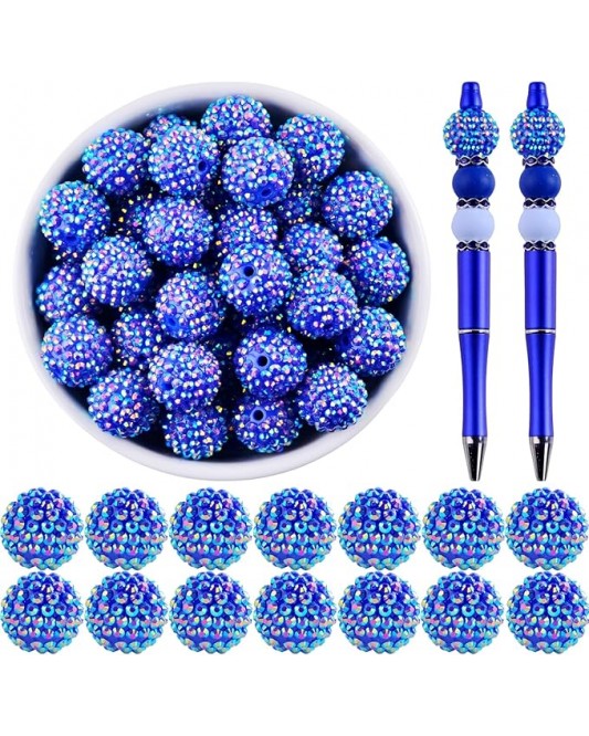 blue-20mm rhinestone Bead pen 20 pieces beaded pen Bead Bling Bling DIY keychain