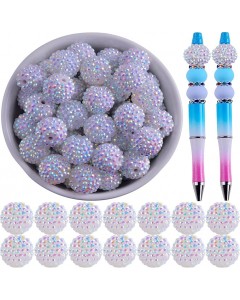 white-20mm rhinestone Bead pen 20 pieces beaded pen Bead Bling Bling DIY keychain