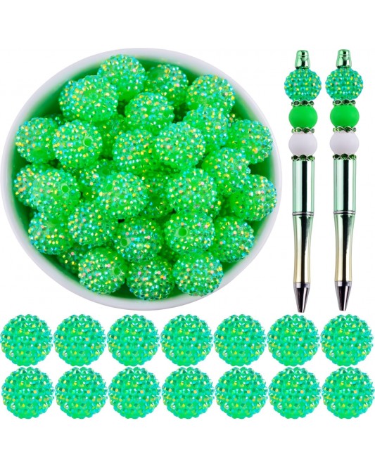 green-20mm rhinestone Bead pen 20 pieces beaded pen Bead Bling Bling DIY keychain