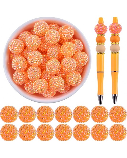 orange-20mm rhinestone Bead pen 20 pieces beaded pen Bead Bling Bling DIY keychain