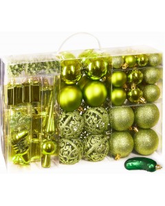 Assorted Christmas Ball Ornaments -Green (100 Packs)