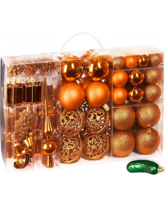 Assorted Christmas Ball Ornaments -Orange (100 Packs)